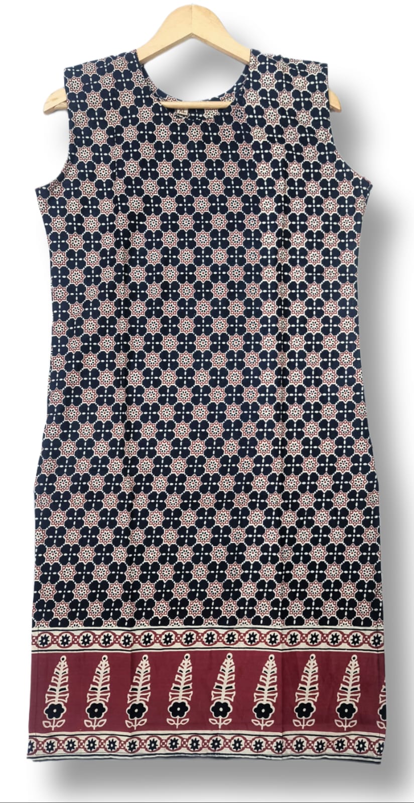 PRINTED COTTON SLEEVLESS KURTI